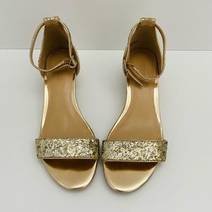 Expressions Gold Glitter Sandals Size 7
